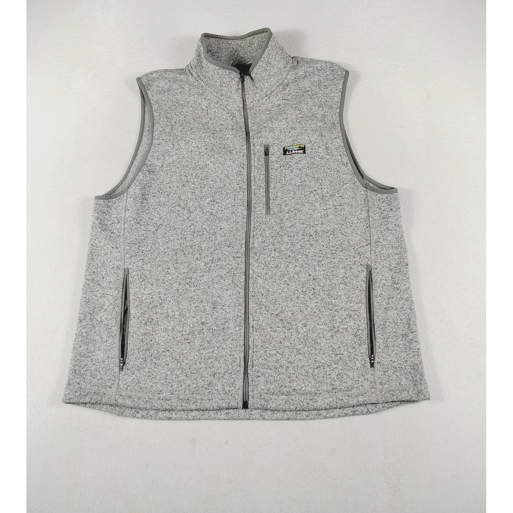 L.L.Bean Sweater Vest Mens XL Gray Full Zip Gorpcore Fleece Outdoor‎ Cabincore